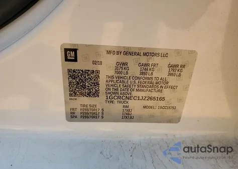 2018 Chevrolet Silverado C1500 из США, поврежденный, VIN 1GCRCNEC1JZ265165